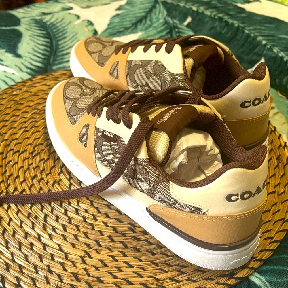 Coach Tan and Cream Patterned Sneakers - Picture 1 of 4